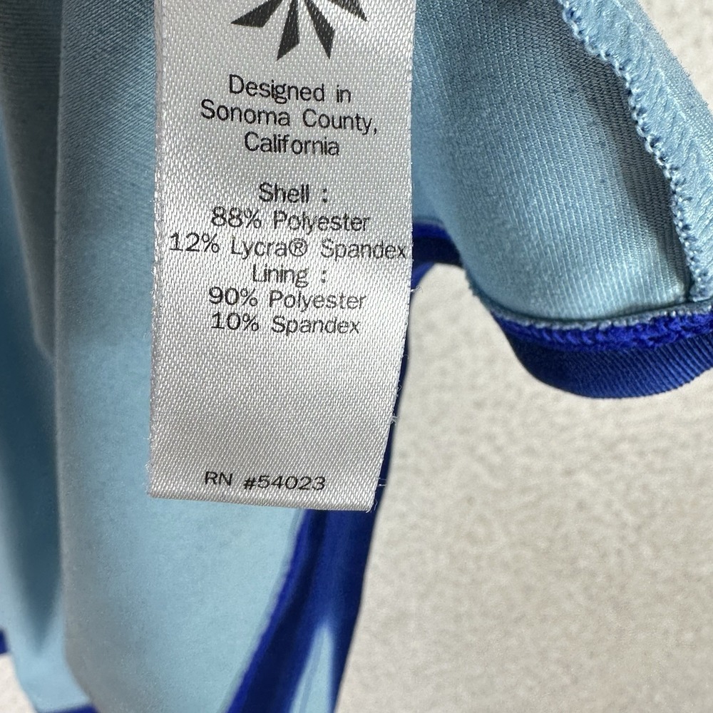 Athleta Tankini Swim Top Womens L Blue Racerback Shelf Bra Crossback Athletic - Picture 10 of 14